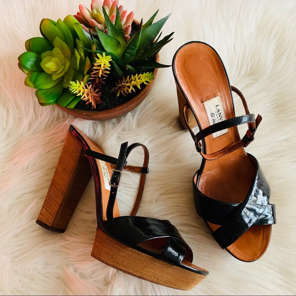 Lanvin | Black Patent Leather Upper Ankle Strap 10